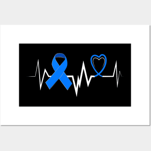 Child Abuse Awareness Shirts Heartbeat Blue Ribbon Posters and Art